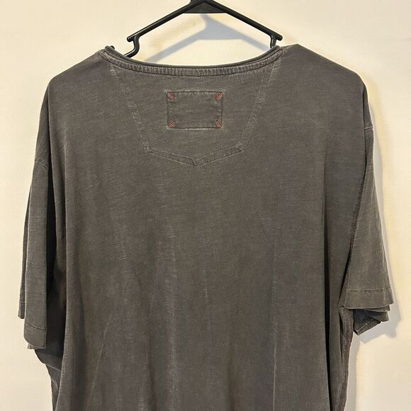 Robert Graham Jeans Shirt Mens 3XL Gray V Neck Pocket Distressed Stitch Cotton - Picture 10 of 12